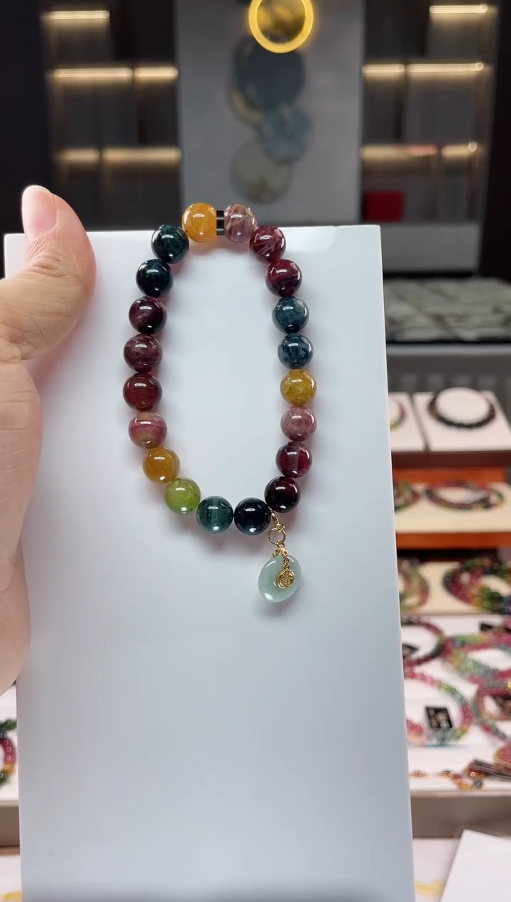 未镶嵌老矿碧玺单圈手串9mm+碧玺（多样性发一条）Q