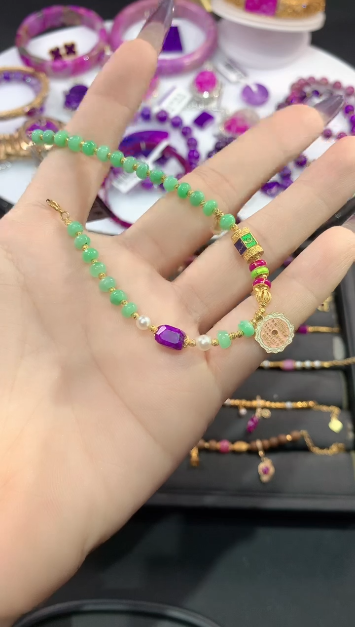 苏纪石（舒俱来）18K金镶嵌.手链