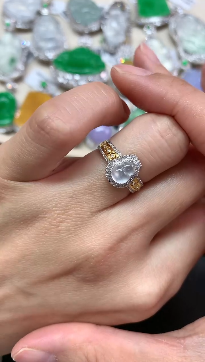 【闪购商品】翡翠戒指18K金镶嵌Q190|3980