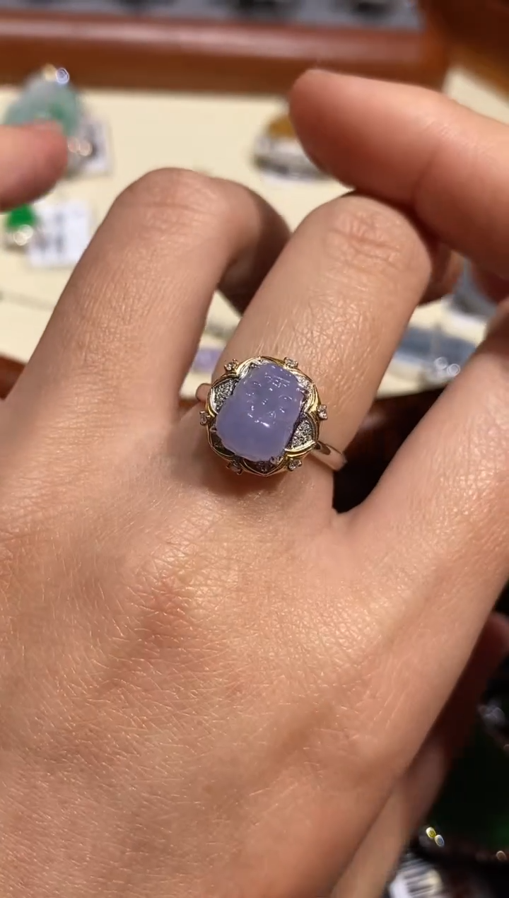 【闪购商品】翡翠戒指18K金镶嵌戒指