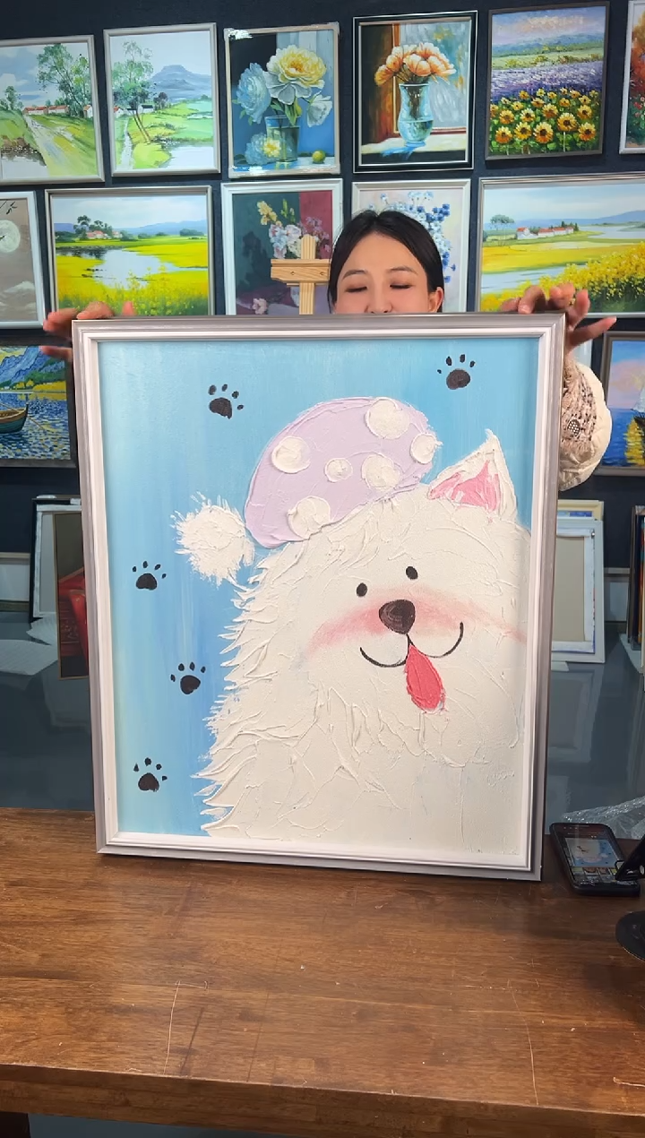 【闪购商品】油画32号 50*60 小狗-手绘油画