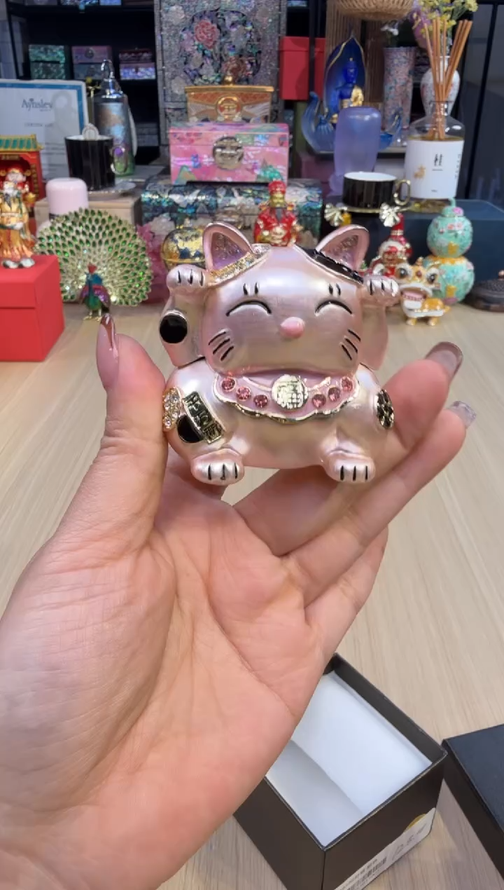 7七宝银粉小号招财猫