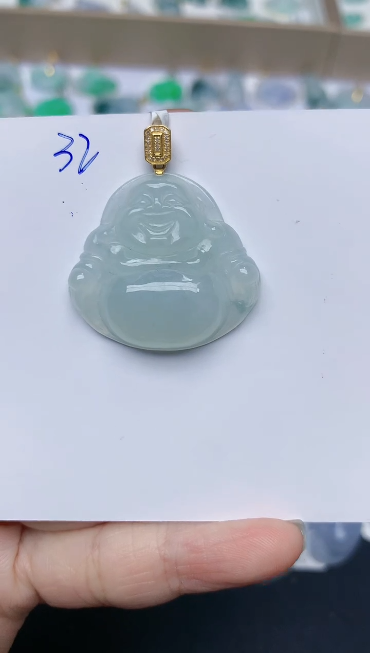 【闪购商品】翡翠颈饰18K金镶嵌天然翡翠A货    