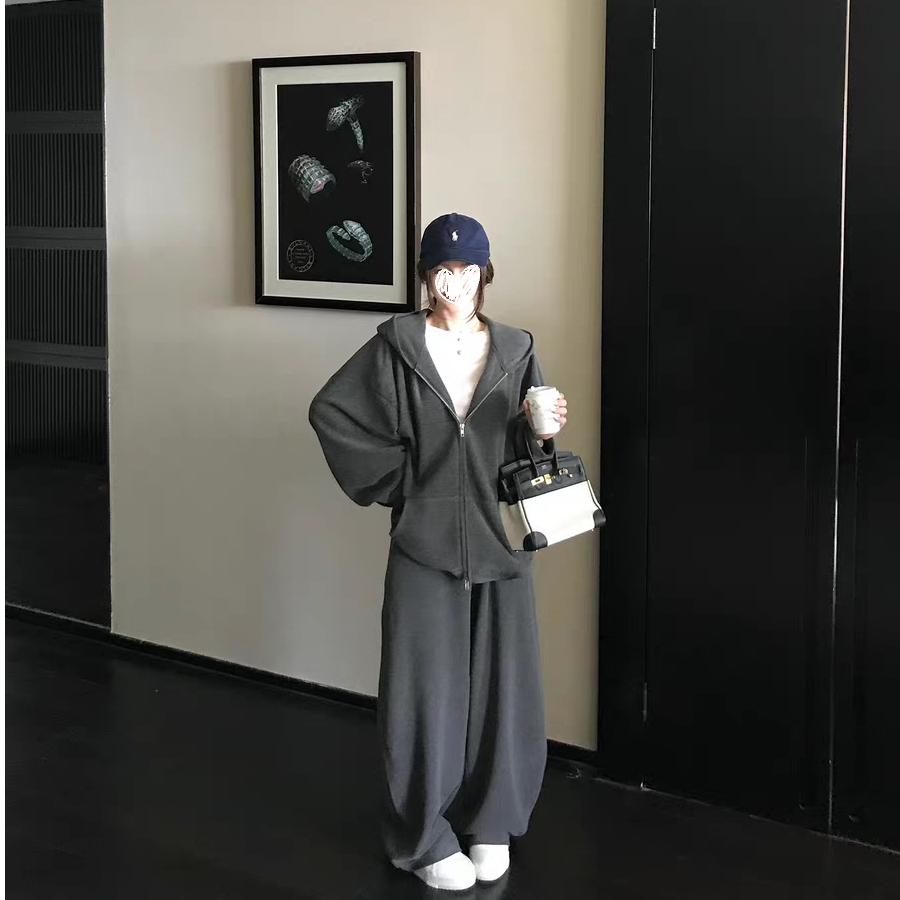 2025早秋老钱亲肤针织连帽卫衣+长裤套装两件套  60012