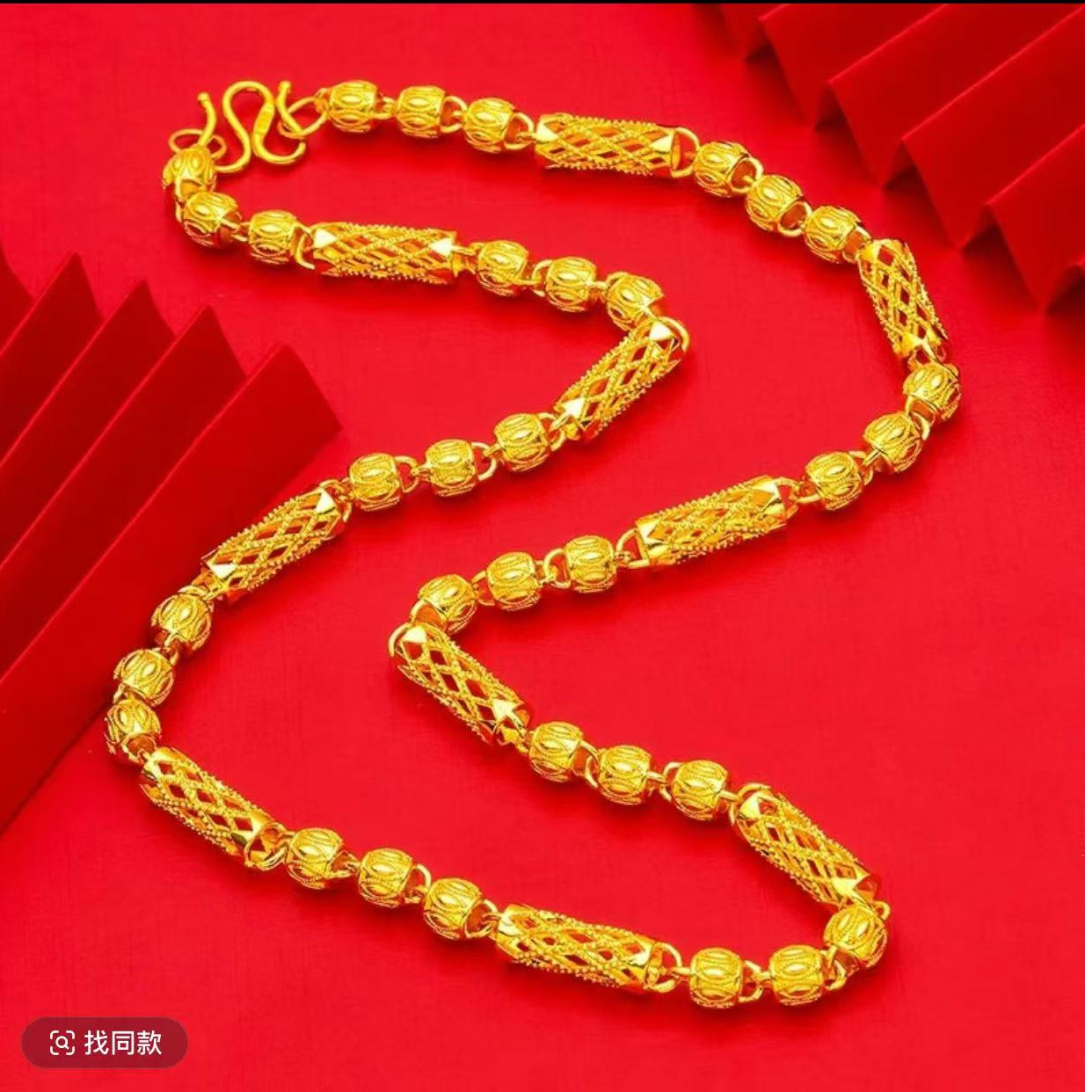 铜合金项链 转运珠 镂空工艺 时尚潮流 经典百搭 金色精美