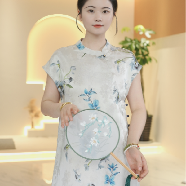 （玉兰）中长款碎花无袖夏季宽松休闲文艺复古国风新中式印染上衣