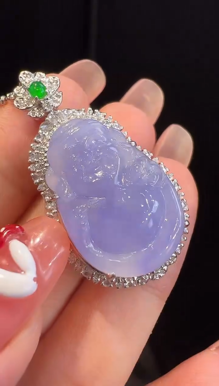 吊坠(不含链)18K金镶嵌翡翠吊坠