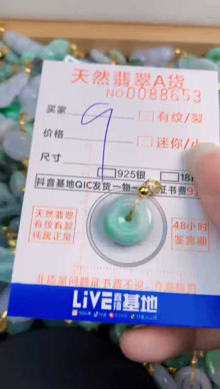 翡翠未镶嵌吊坠(不含链)         1