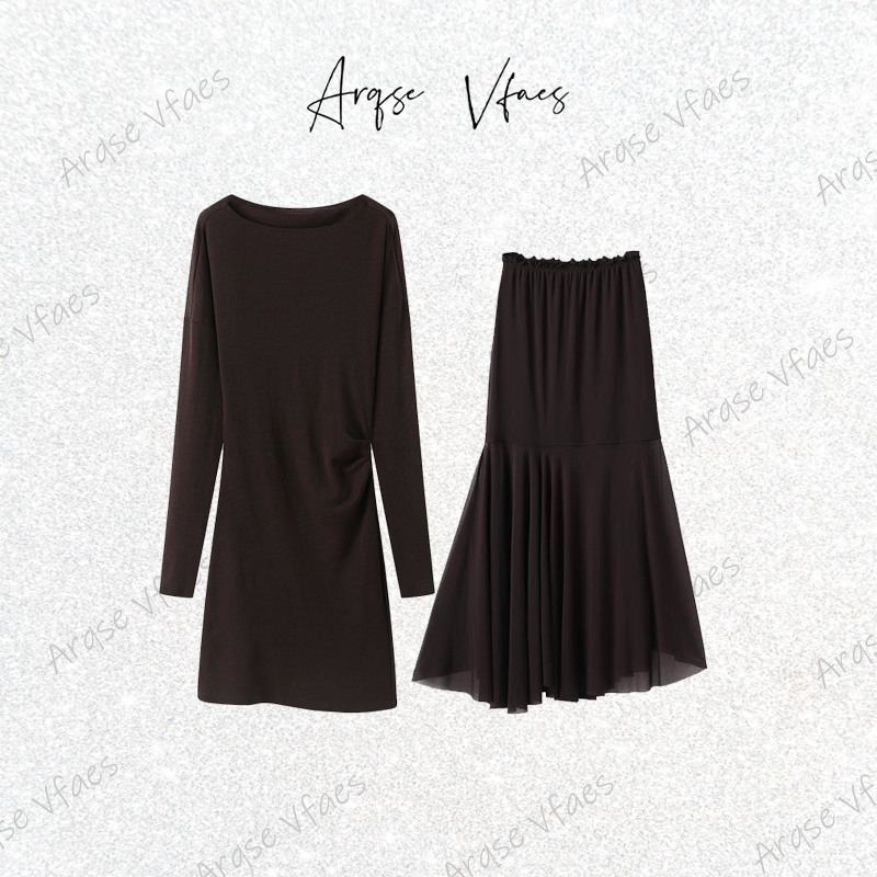 [ARQSEVFAES正品]—2025早秋新款长袖针织连衣裙套装长裙AR923044