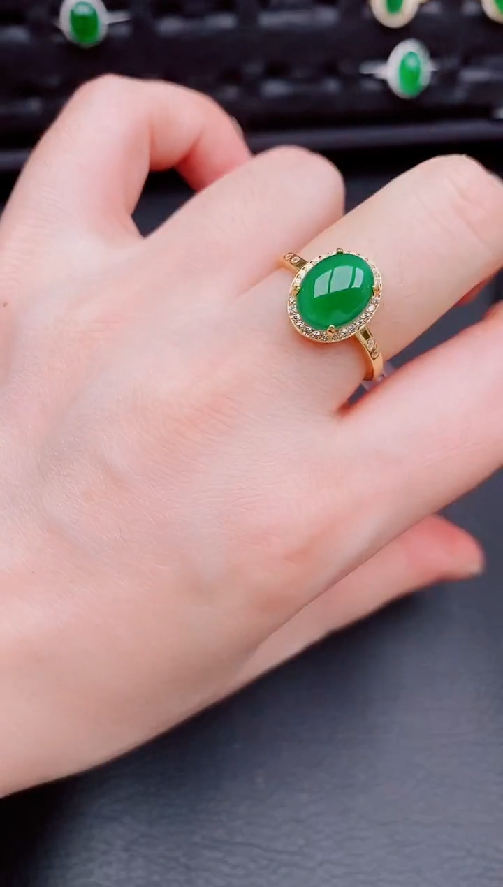 【闪购商品】翡翠戒指银S925镶嵌天然a货翡翠240