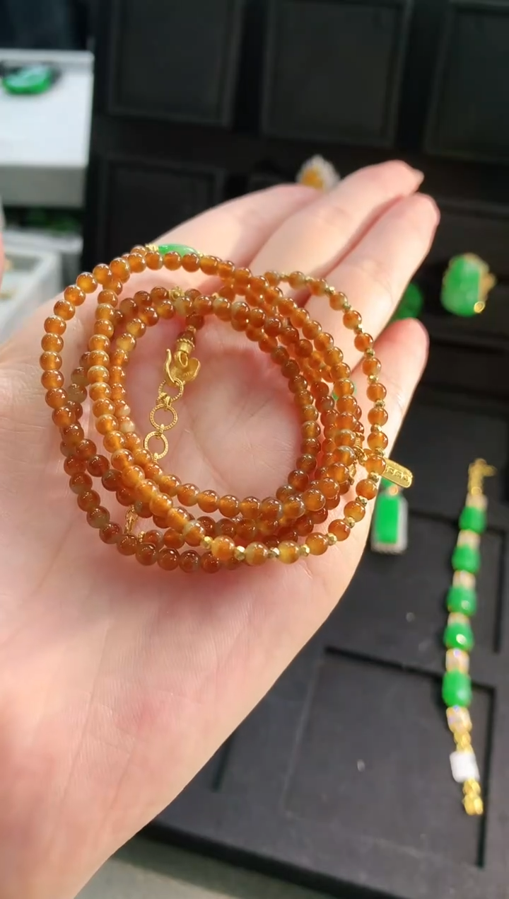 【闪购商品】翡翠颈饰18K金镶嵌珠串