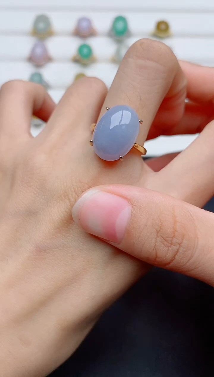 银S925镶嵌戒指翡翠1