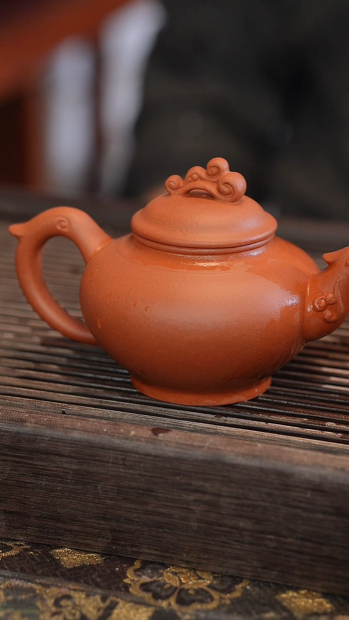 茶壶紫砂花鸟源头 红清水 半手工 270cc