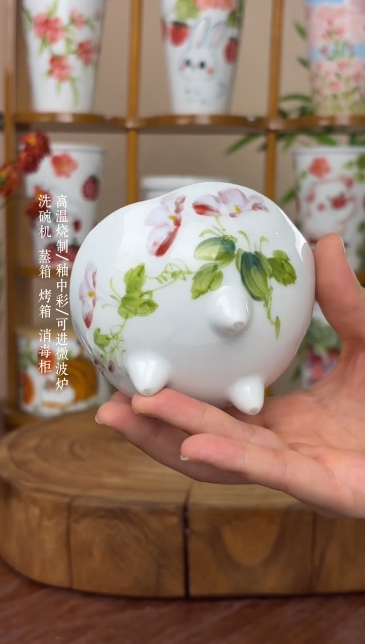 瓷片景德镇手绘釉中彩（食品级）三足蘸料碟