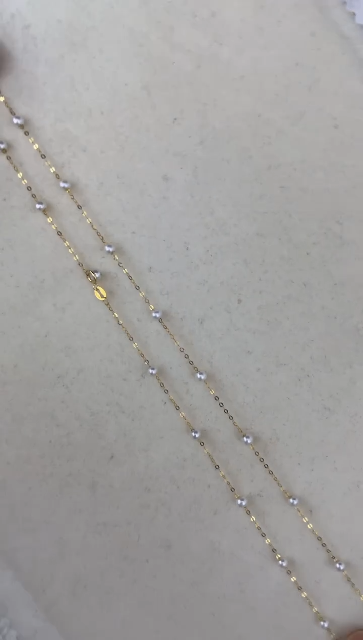 淡水珍珠18K金镶嵌颈饰项链满天星