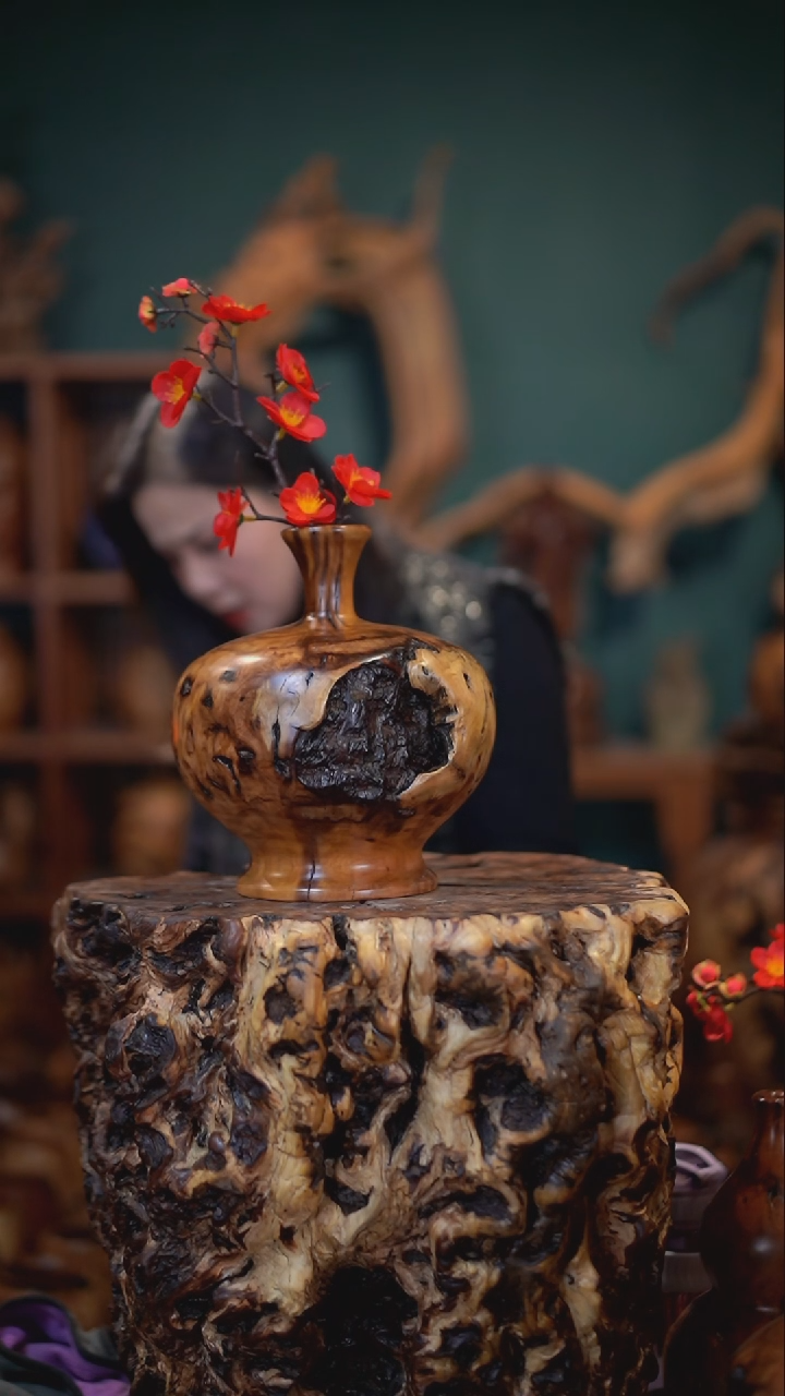 【闪购商品】枣木雷击枣木花器