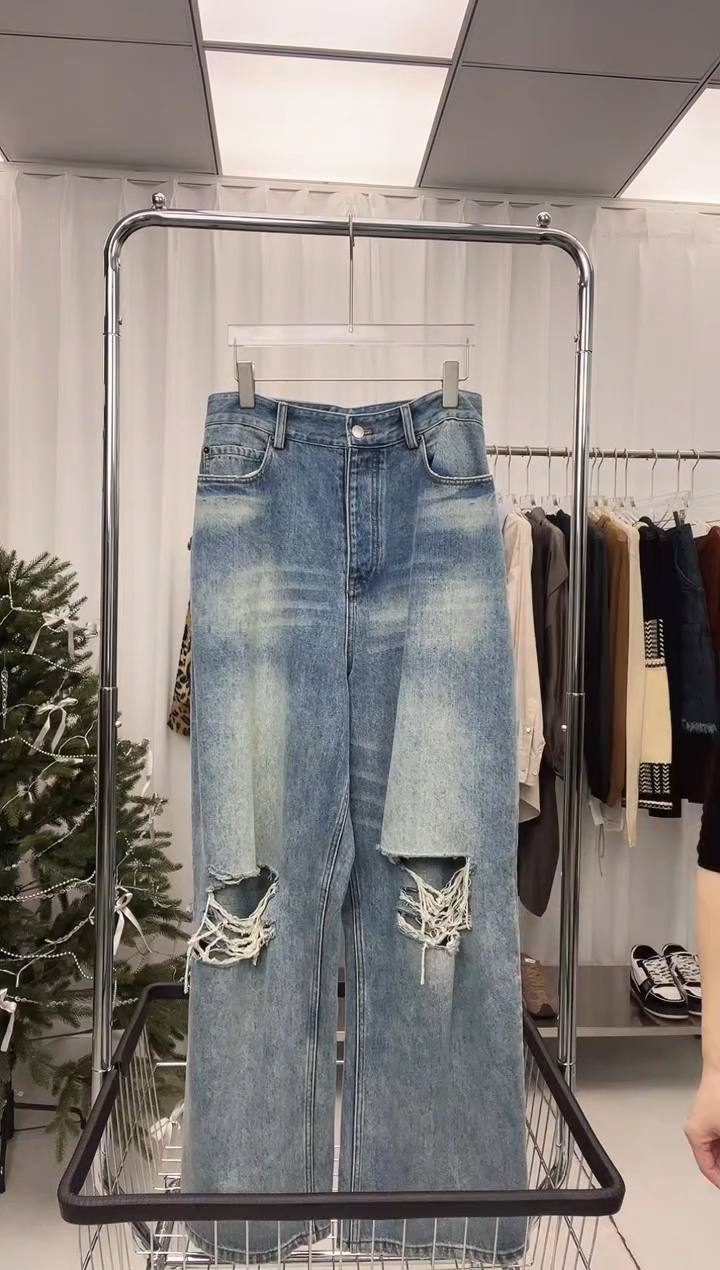 编号036  ethorS码 74腰围 破洞牛仔裤  福福待开价