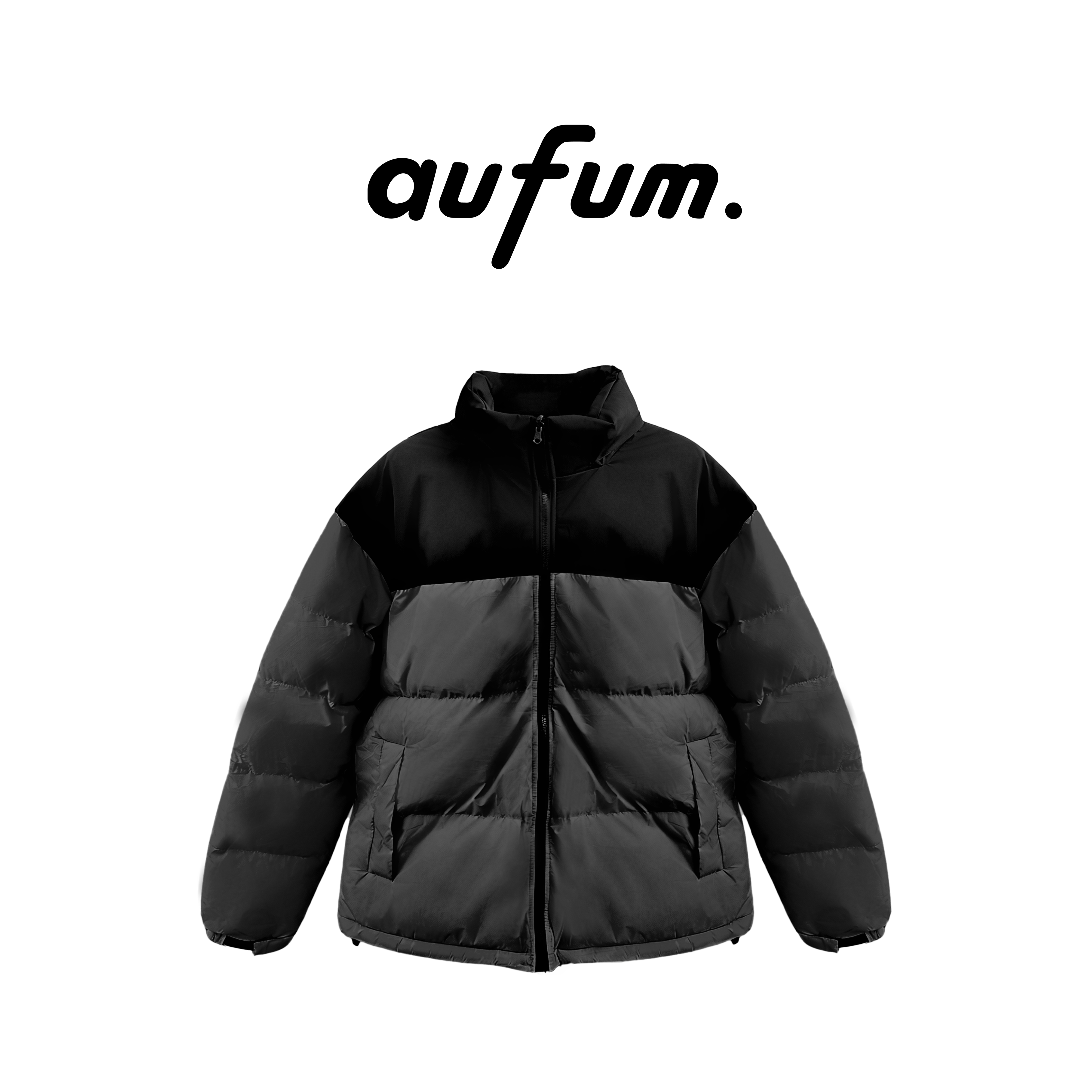 aufum大码男装棉服时尚长袖拼接加厚保暖棉服厚款面包服男秋冬