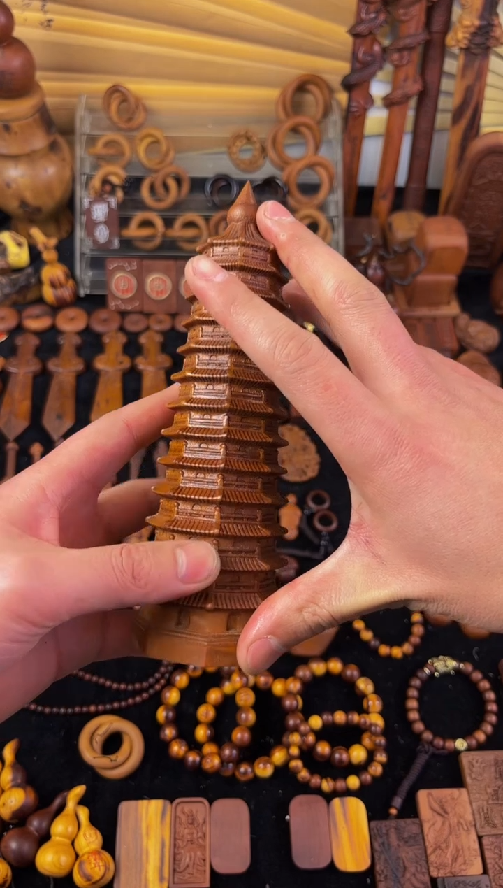 【闪购商品】枣木枣木13层实心文昌塔摆件包邮到家