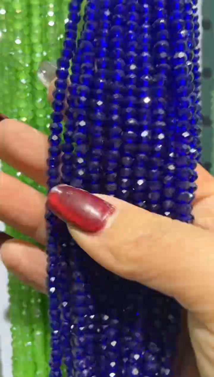 玻璃30141卡4水晶扁10条本色克莱因蓝