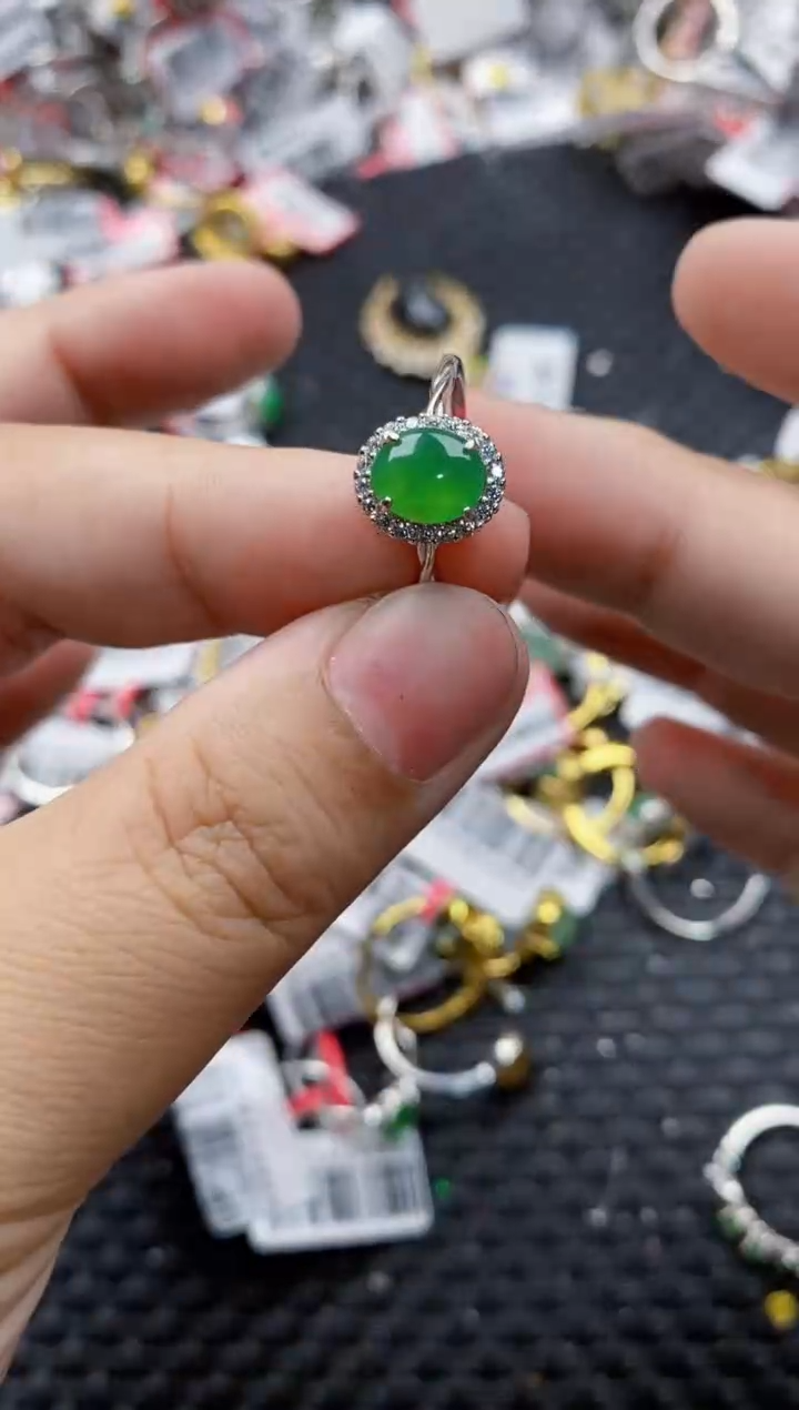 翡翠银S925镶嵌戒指77777---5