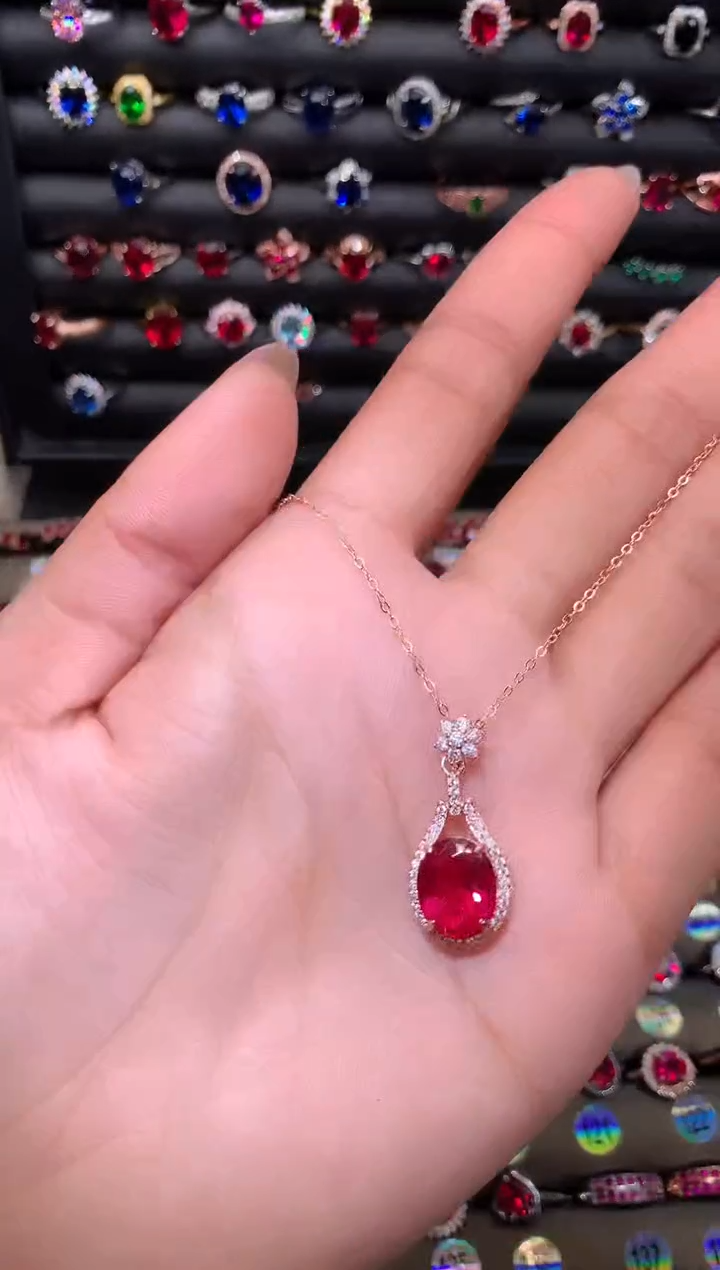 【闪购商品】红宝石吊坠(赠链)银S925镶嵌1