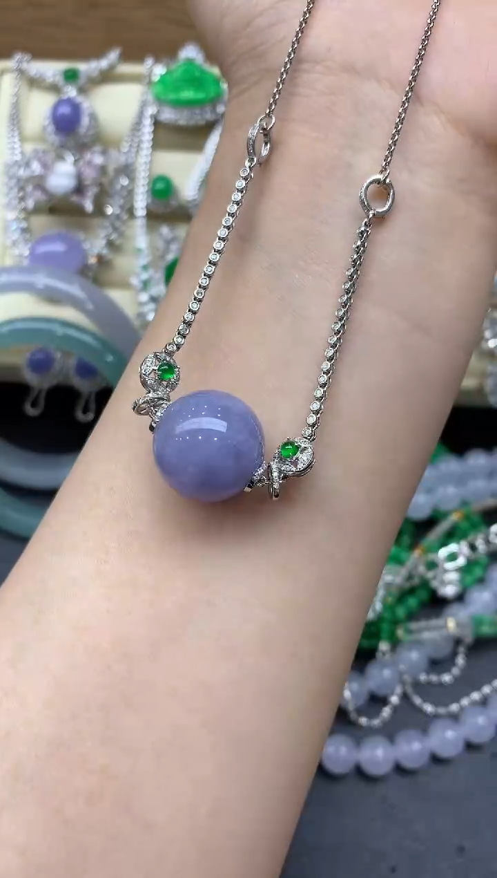 翡翠18K金镶嵌颈饰377-中国好珍宝