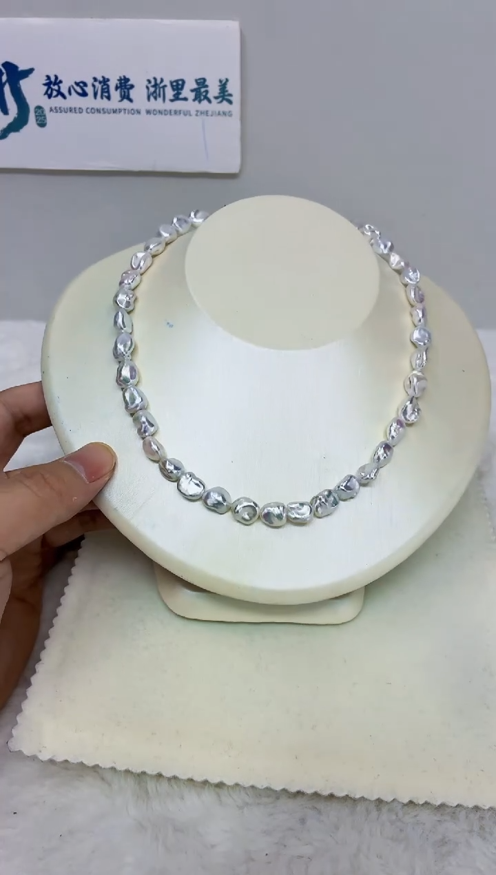 未镶嵌DA淡水珍珠keshi项链 y493