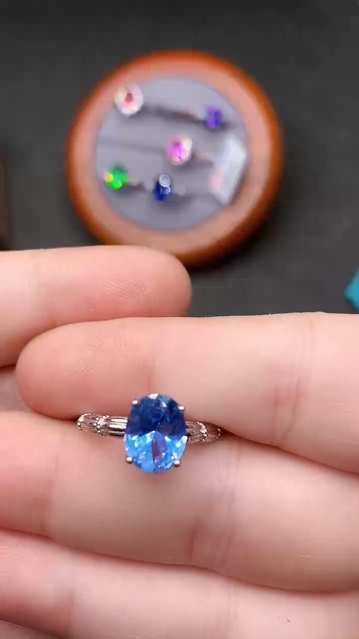【闪购商品】海蓝宝石戒指银S925镶嵌.