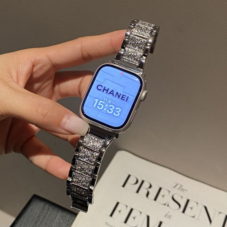 适用于iwatchs11金属表带夏天s9苹果手表腕带镶钻apple watch10