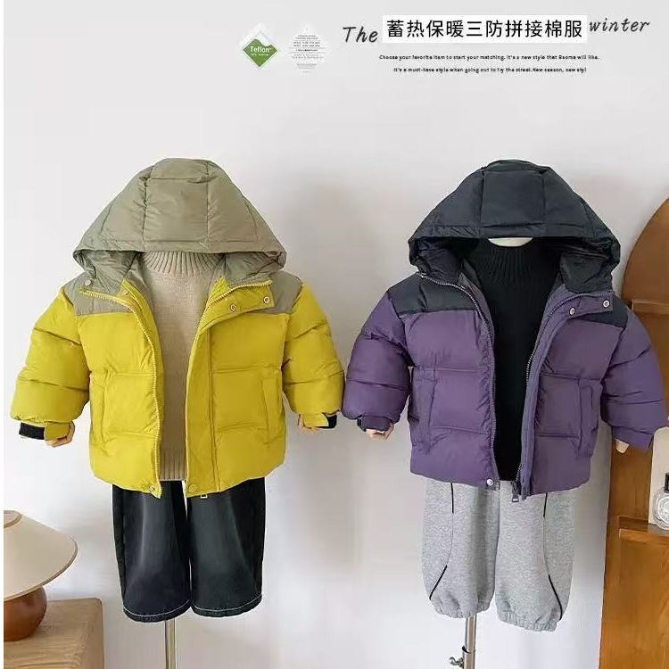 子航同款  冬季新款儿童韩版撞色三防面料百搭棉服ds7063