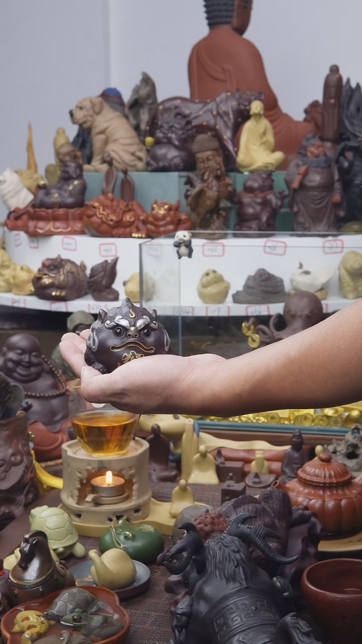 紫砂茶宠我****2林栖阁紫砂茶宠紫泥描金金蟾