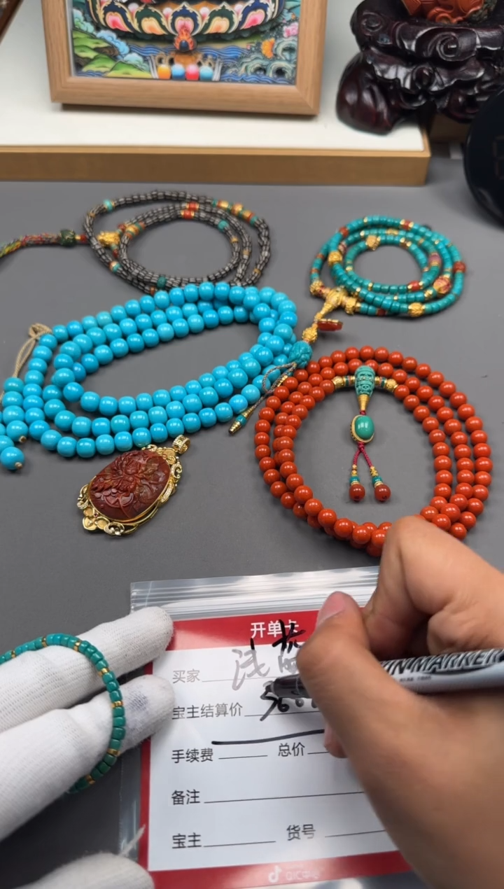 【闪购商品】绿松石手串手串18K金镶嵌手串手串