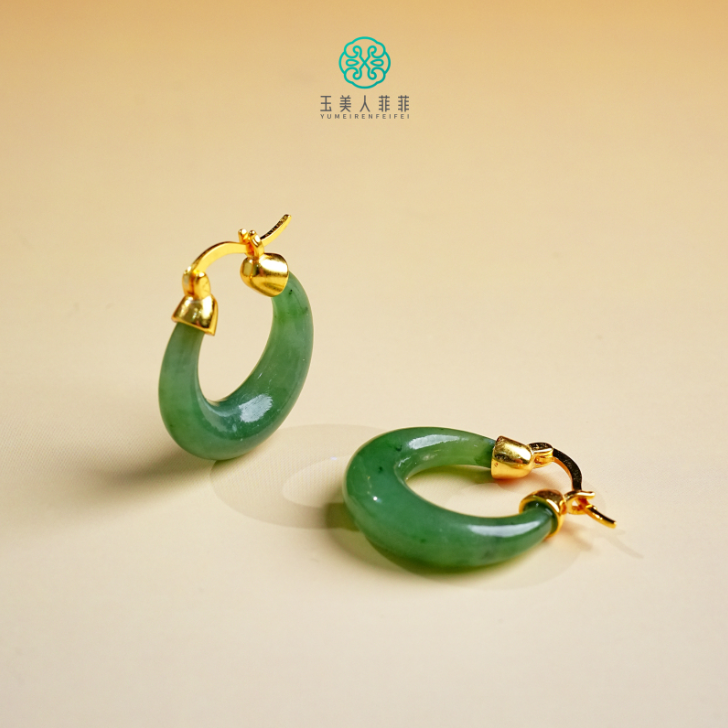 石惑珠宝-和田玉耳坠-月牙耳钩20*6mm-多样性发一