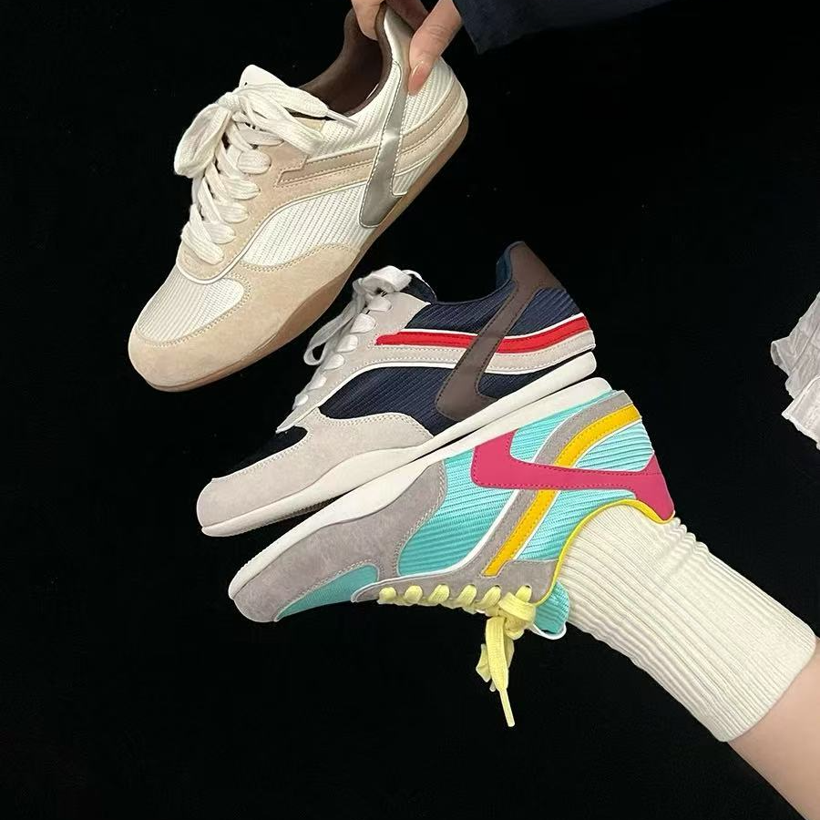 2025年新款复古系带女款平底德训鞋时尚百搭舒适运动休闲鞋