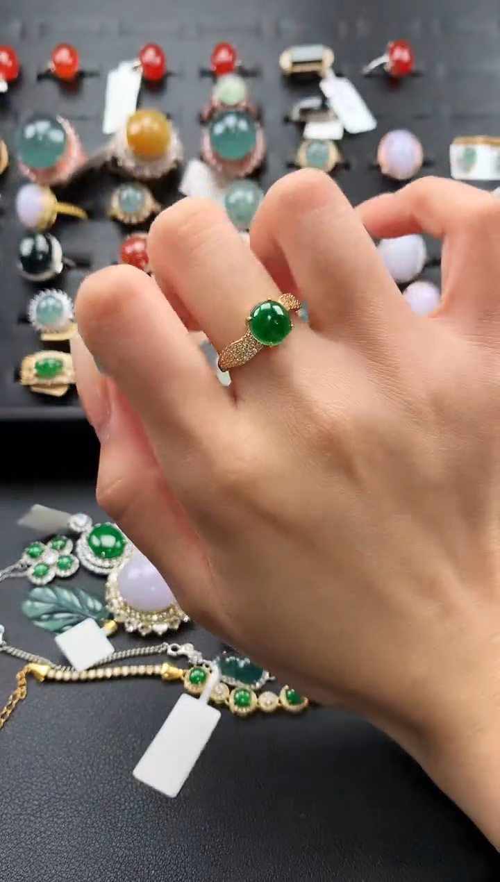 【闪购商品】翡翠戒指银S925镶嵌465465