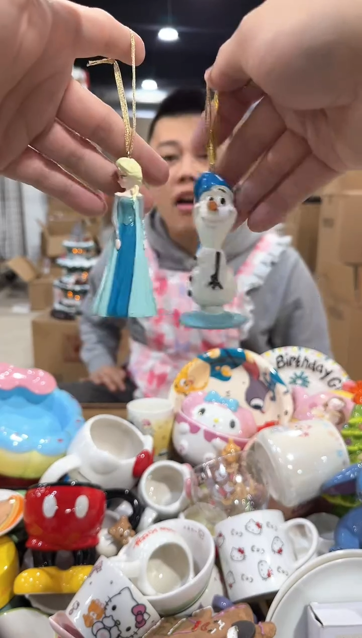 瓷片冰雪奇缘挂件2件套