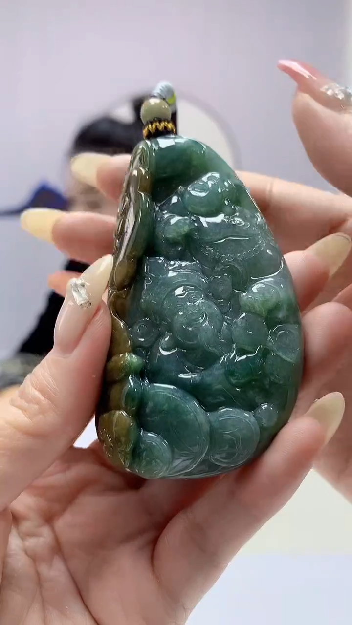 【闪购商品】定制翡翠未镶嵌4902DD-毛货挂件32