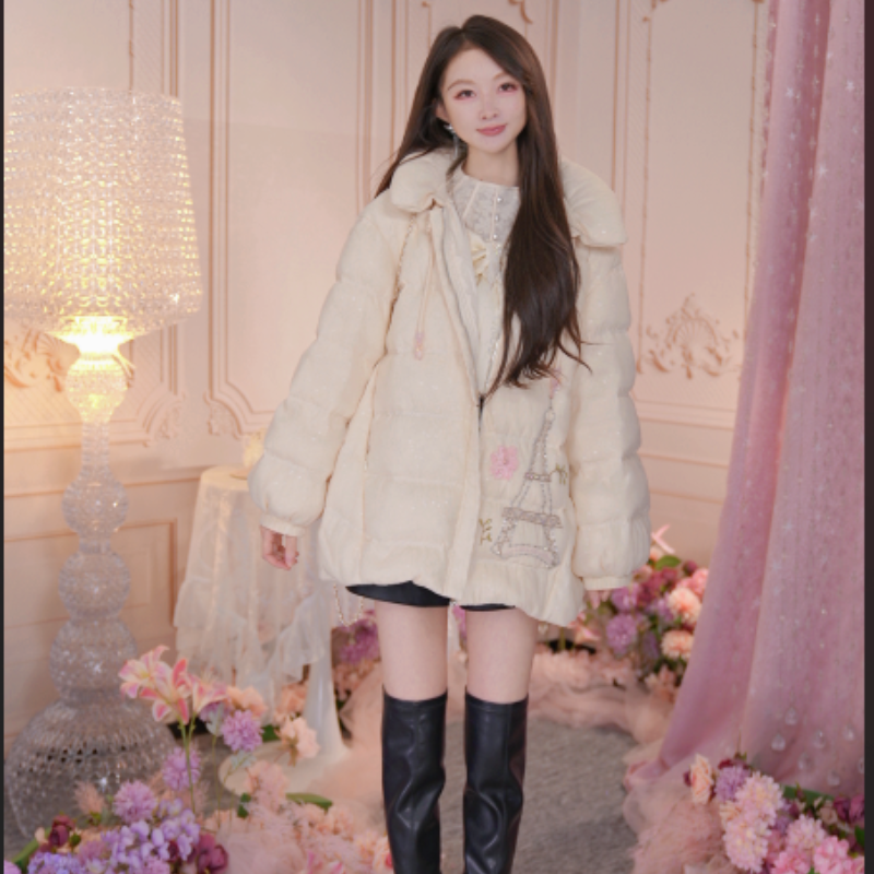 【达人专属】朝峰冬季立领厚款简约纯色珠片山系CFE5F120-1033Y