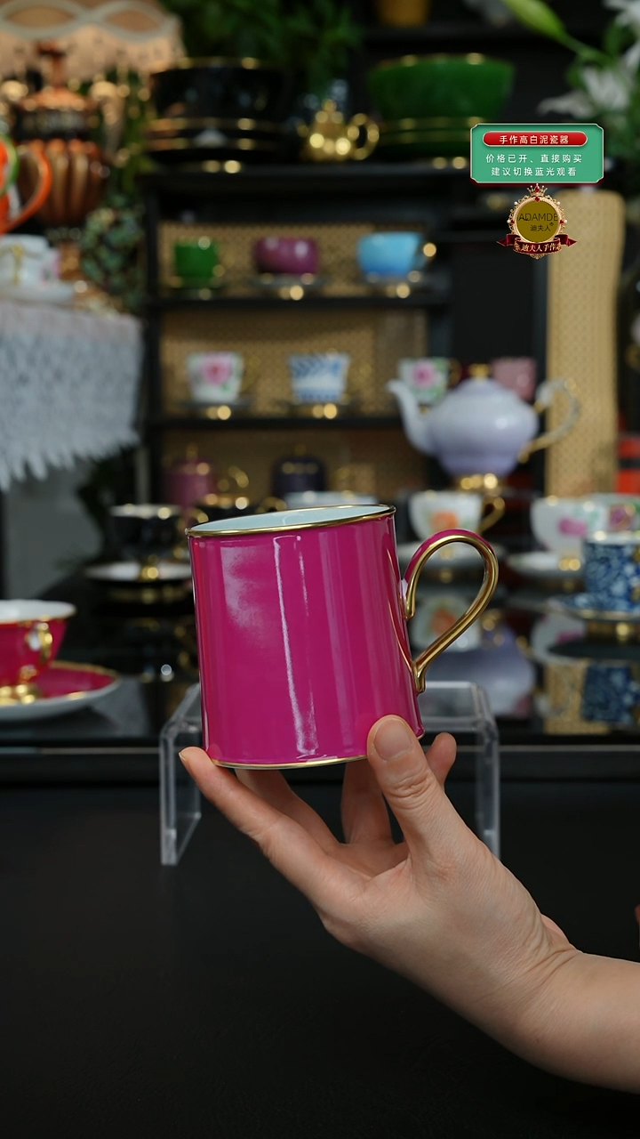 手作高白泥、玫红马克杯