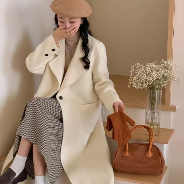长款西装领大衣时尚高端气质中长款韩版秋冬