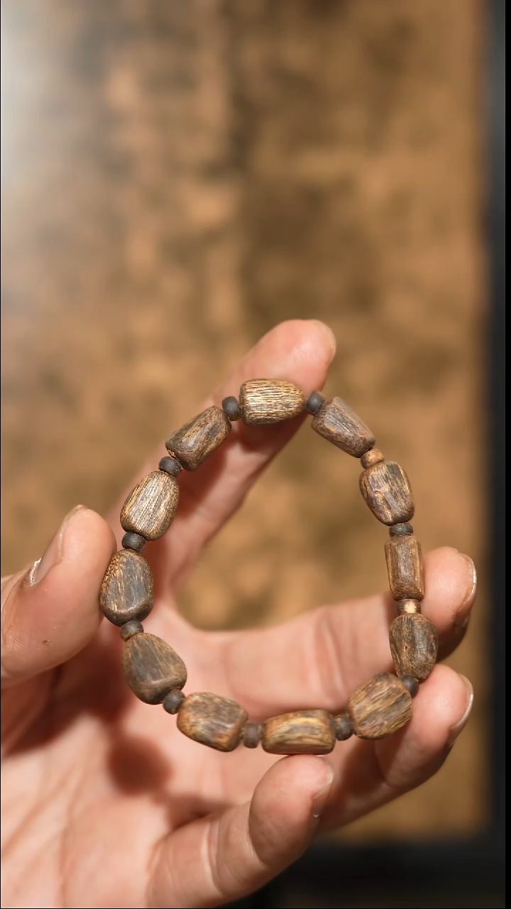 沉香手串M****y海南绿奇楠沉水树心油虫漏随型单圈8克 