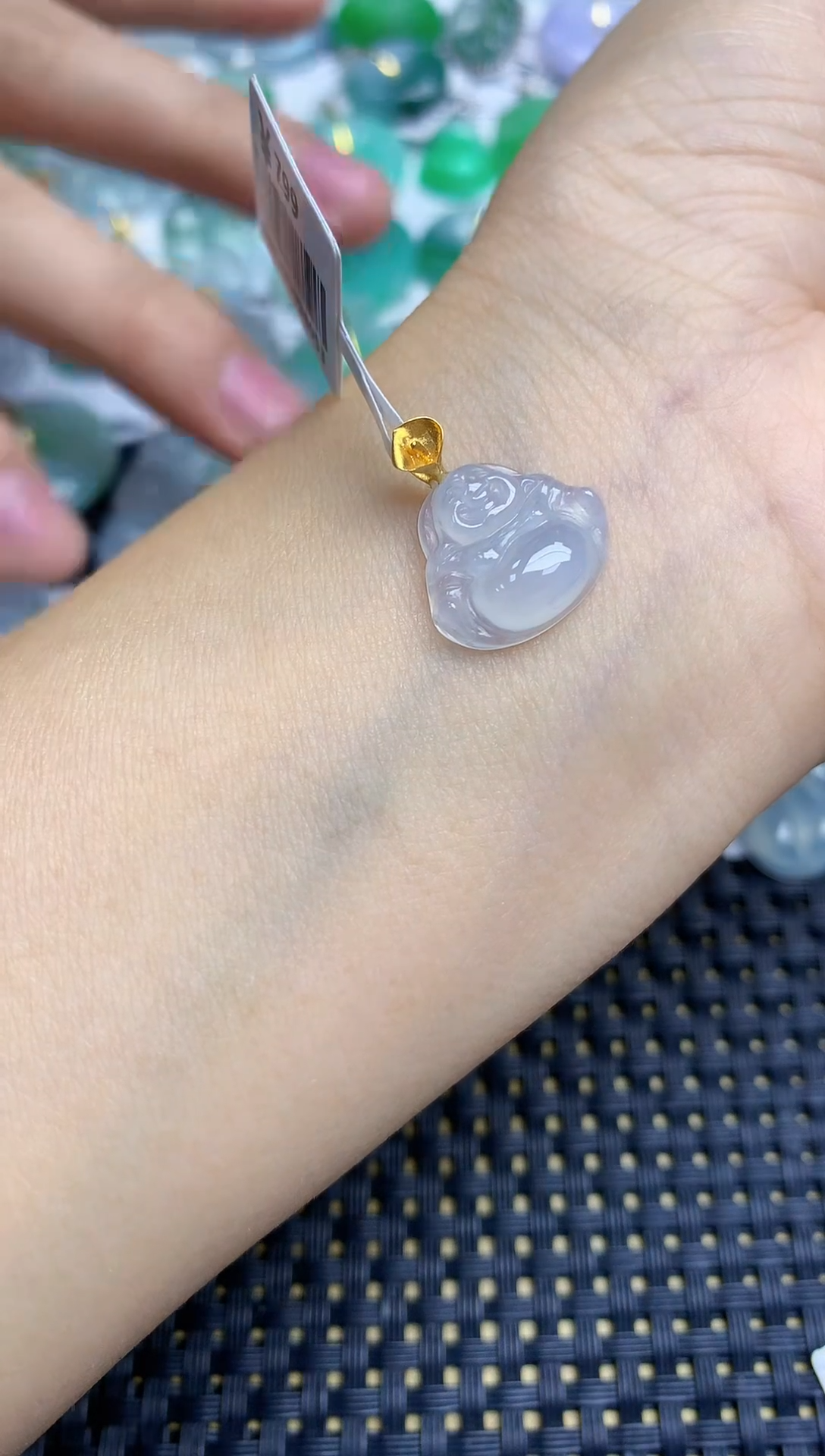 颈饰18K金镶嵌翡翠天然缅甸A货翡翠百元以上9元证书费自理