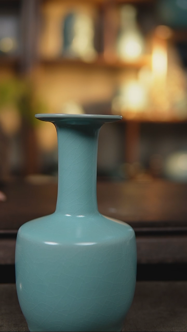 【闪购商品】杯仿古天青纯手工盘口瓶瑕