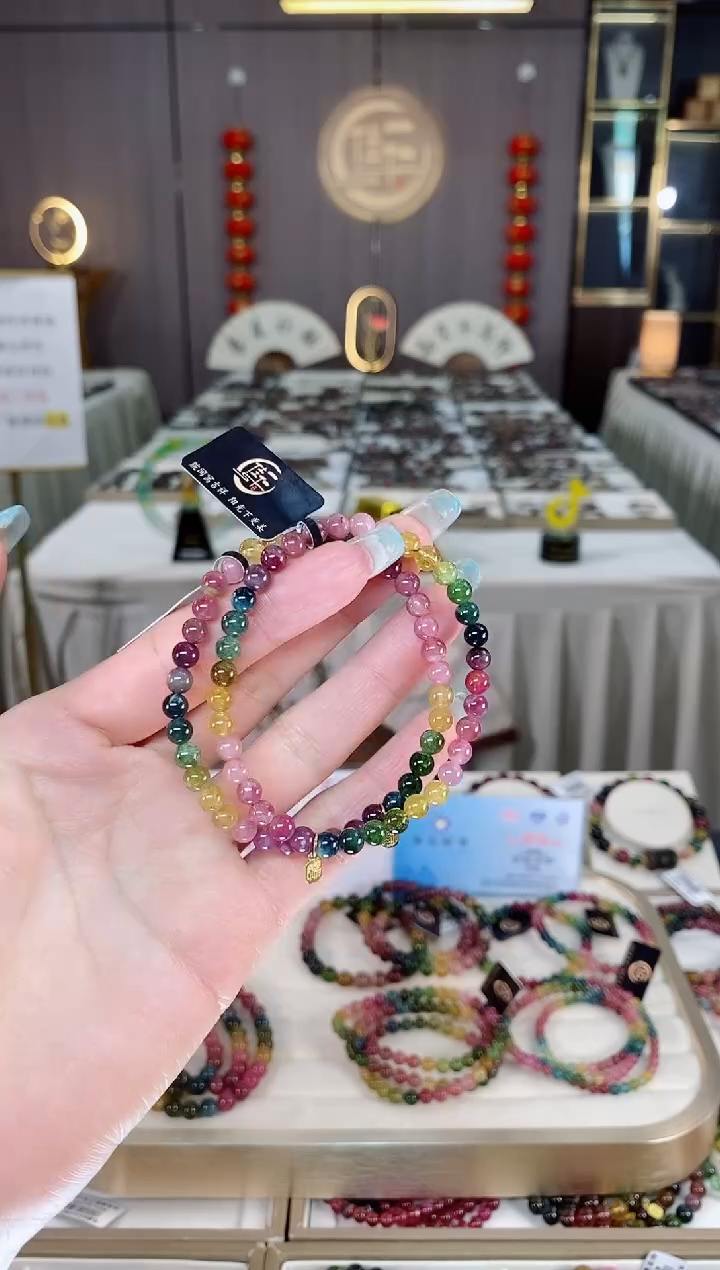 未镶嵌老矿碧玺彩虹单圈手串5mm+碧玺多样性发货一条mz