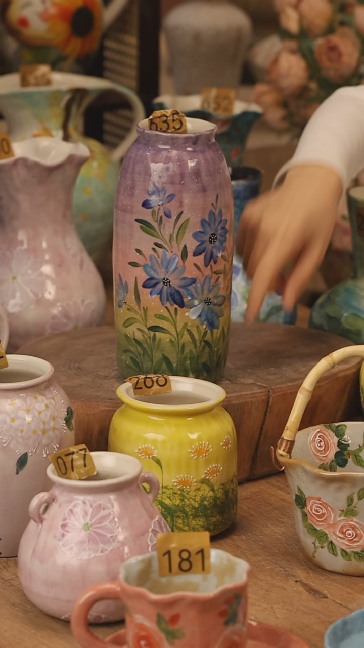 陶瓷景德镇设计师手作花器摆件侘寂风@M635@