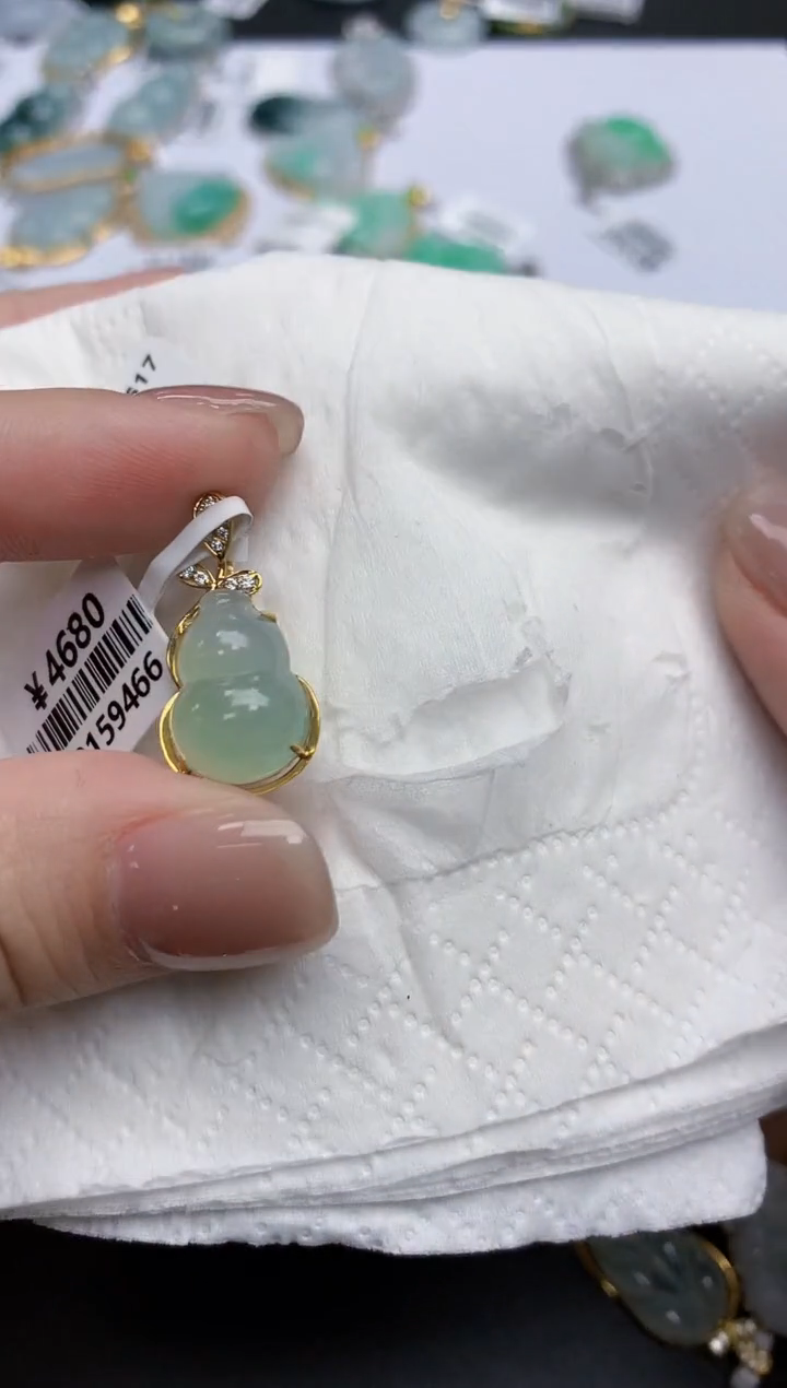 【闪购商品】翡翠颈饰18K金镶嵌天然缅甸翡翠A货