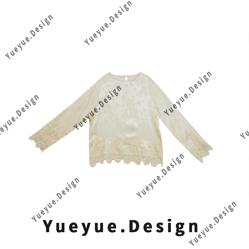 悦悦专属【流光】重工下摆拼接蕾丝边国风衫衣Y21