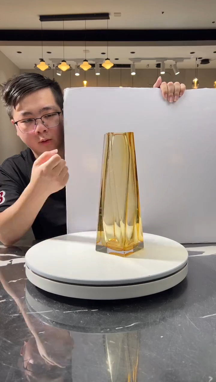 摆件巴比特美学-金色菱形花器