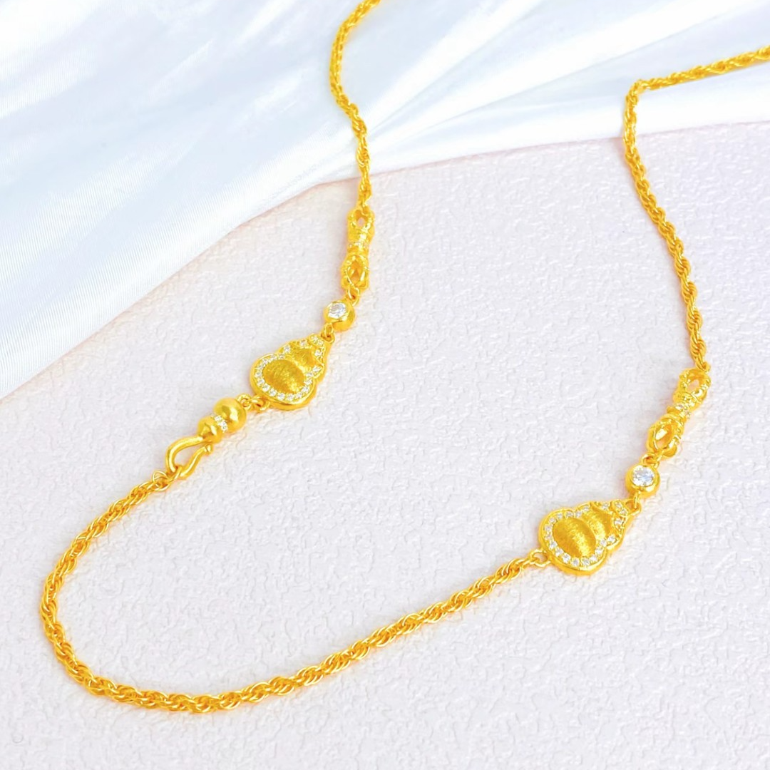 【金羽黄金】足金999镶嵌福禄金刚杵5G工艺项链 11.91